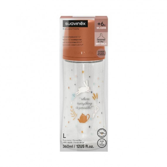 SUAVINEX Biberon Premium Tet. Silic 3P +6M 360ML