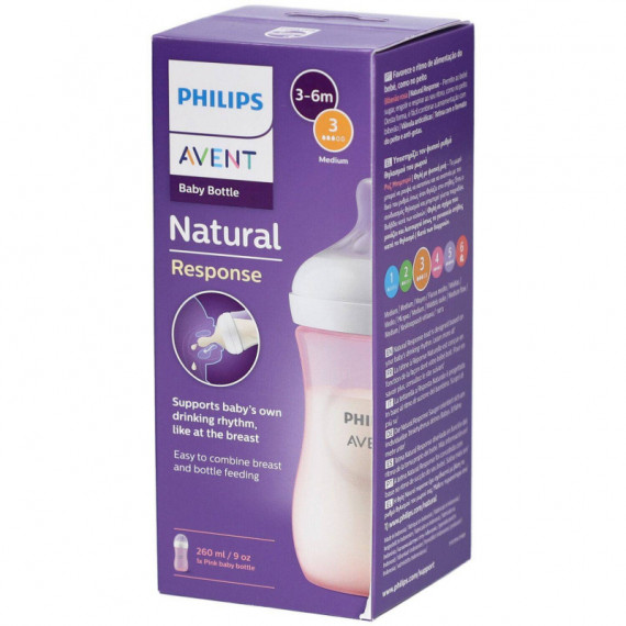 Avent Bib Antic Nat Resp Rosa 206ML SCY903/11  PHILIPS IB