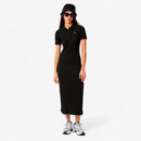 Vestido Polo Largo de Canalé de Algodón  LACOSTE