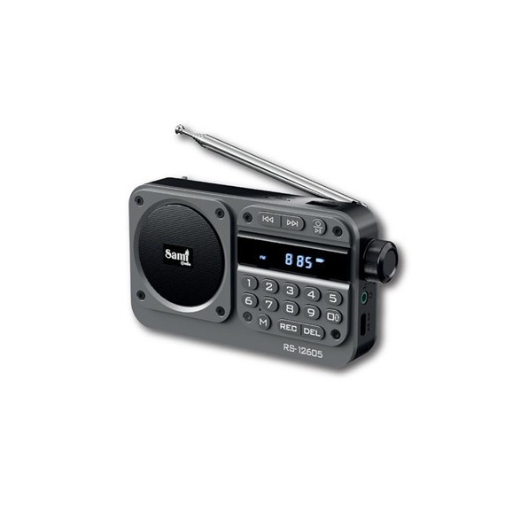 SAMI Radio Portatil Digital RS-12605 BLUETOOTH  Recargable Usb,micro Sd,funcion GRABACION,100 Memori