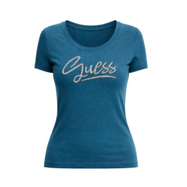 Camiseta con Apliques de Cristal en el Logo  GUESS