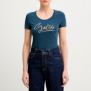 Camiseta con Apliques de Cristal en el Logo  GUESS