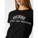 Camiseta con Logo y Cinta en Strass de GUESS