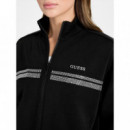 Sudadera de Cremallera, Cuello Alto y Strass de GUESS