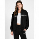 Sudadera de Cremallera, Cuello Alto y Strass de GUESS