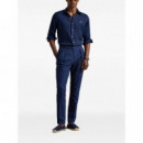 Polo RALPH LAUREN - Cubdppcs-long Sleeve-sport Shirt - Newport Navy W White Pp - 710966294504/NEWPORT Navy W White Pp