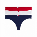3PACK Tanga TOMMY JEANS Marino-blanco-rojo
