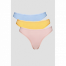 3PACK Tanga TOMMY HILFIGER Celeste-rosa-naranja