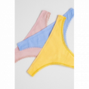 3PACK Tanga TOMMY HILFIGER Celeste-rosa-naranja