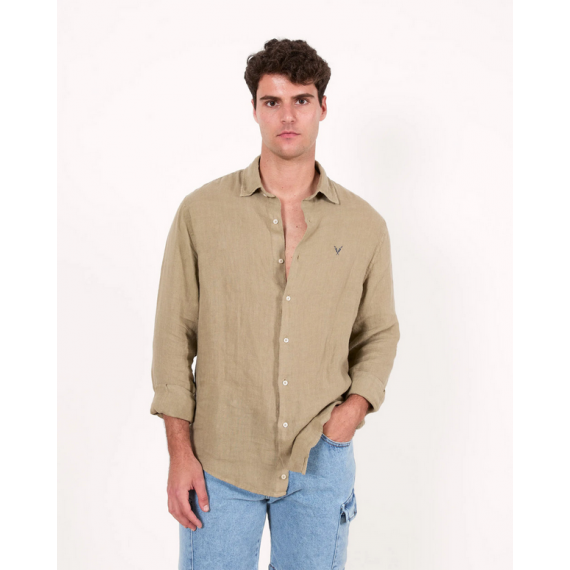 Camisa Bvmprs Brand  lino verde caza