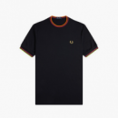 Camiseta Fred Perry negra ribete colores