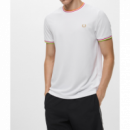 Camiseta Fred Perry blanca ribete colores