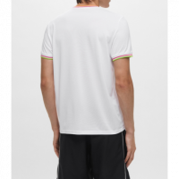 Camiseta Fred Perry blanca ribete colores