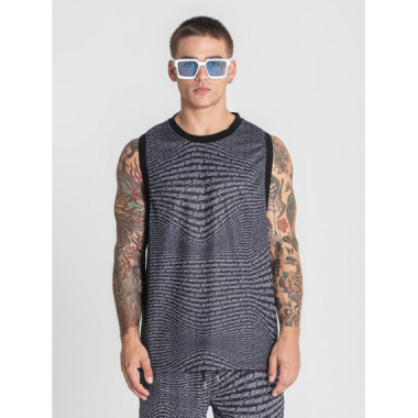 Camiseta Gianni Kavanagh sin mangas negra estampada