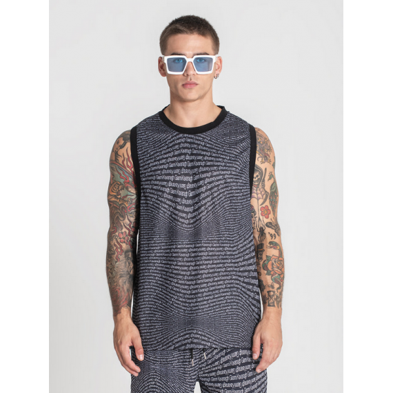 Camiseta Gianni Kavanagh sin mangas negra estampada