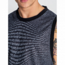 Camiseta Gianni Kavanagh sin mangas negra estampada