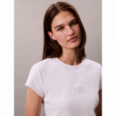 Camiseta Cropped CALVIN KLEIN Canalé Blanca
