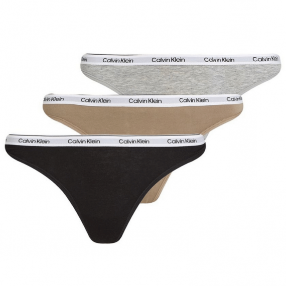 3PACK Tanga CALVIN KLEIN Negro-gris-camel