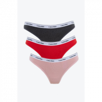 3PACK Tanga CALVIN KLEIN Gris-rojo-rosa