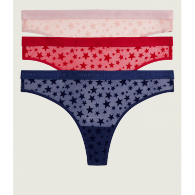 3PACK Tanga TOMMY HILFIGER Azul-rojo-rosa