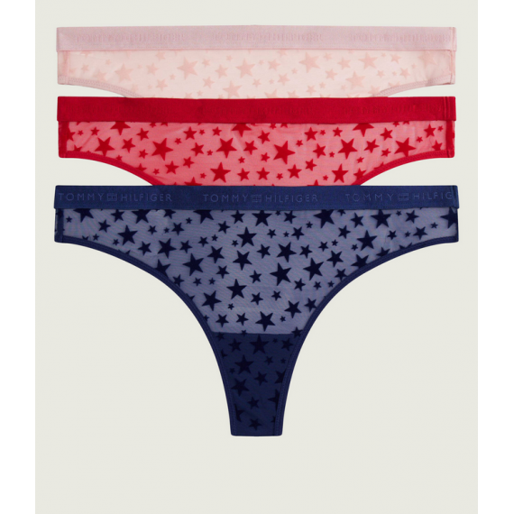 3PACK Tanga TOMMY HILFIGER Azul-rojo-rosa