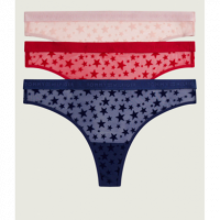 3PACK Tanga TOMMY HILFIGER Azul-rojo-rosa