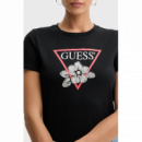 Camiseta GUESS Flower Negra