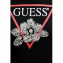 Camiseta GUESS Flower Negra