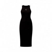 Vestido MIDI de Tirantes de Canalé con Monograma  CALVIN KLEIN