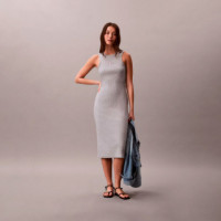 Vestido MIDI de Tirantes de Canalé con Monograma  CALVIN KLEIN