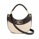 Bolso Hobo Efecto Piel y Canvas Bicolor  LOLA CASADEMUNT