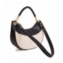 Bolso Hobo Efecto Piel y Canvas Bicolor  LOLA CASADEMUNT