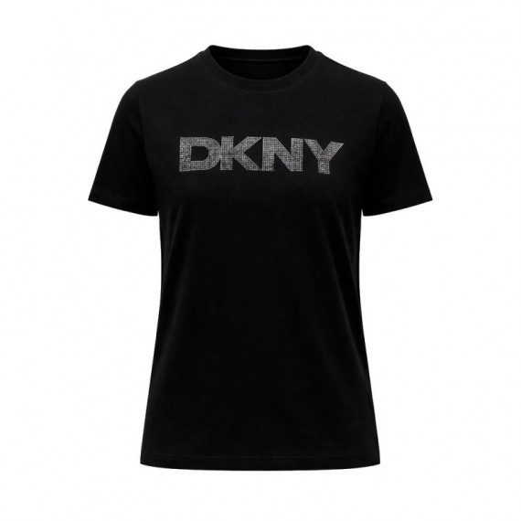 Camiseta Ombre Rhinestone con Logo Relaxed Fit  DKNY