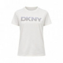 Camiseta Ombre Rhinestone con Logo Relaxed Fit  DKNY