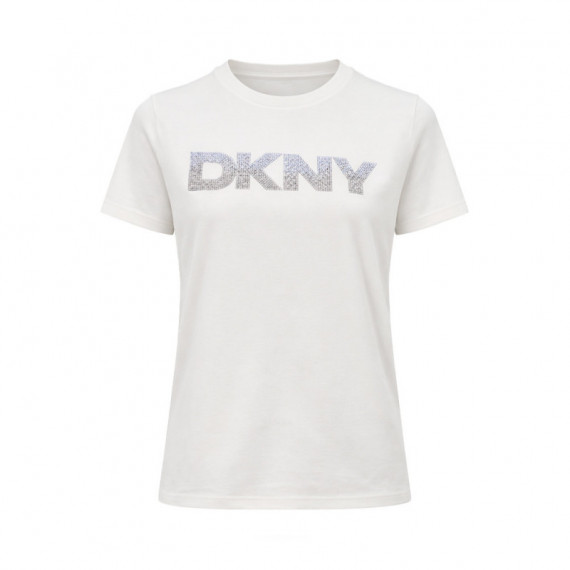 Camiseta Ombre Rhinestone con Logo Relaxed Fit  DKNY
