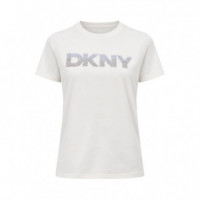 Camiseta Ombre Rhinestone con Logo Relaxed Fit  DKNY