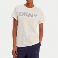 Camiseta Ombre Rhinestone con Logo Relaxed Fit  DKNY