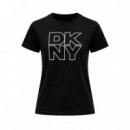 Camiseta Outline Rhinestone Logo  DKNY