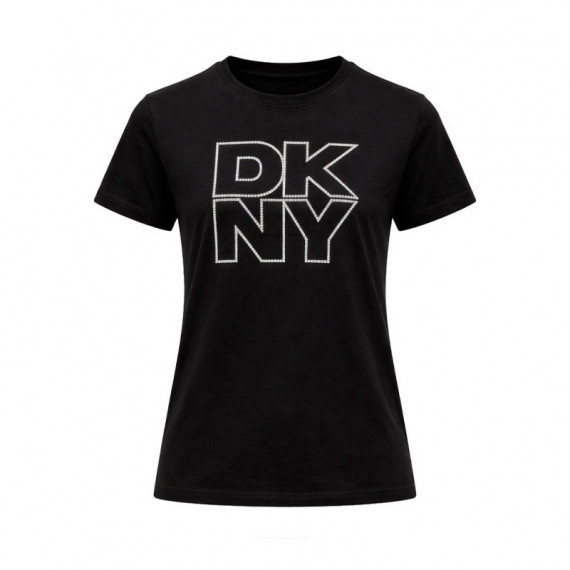Camiseta Outline Rhinestone Logo  DKNY
