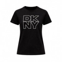 Camiseta Outline Rhinestone Logo  DKNY