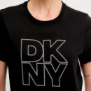 Camiseta Outline Rhinestone Logo  DKNY
