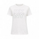 Camiseta Outline Rhinestone Logo  DKNY