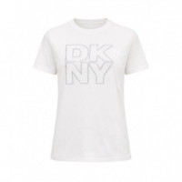 Camiseta Outline Rhinestone Logo  DKNY