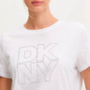 Camiseta Outline Rhinestone Logo  DKNY