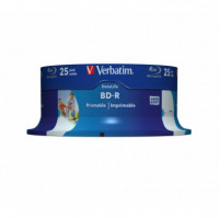 VERBATIM Bd-r Sl Datalife, 25GB, 6X, 25 Pack Spindle, Wide Inkjet Printable