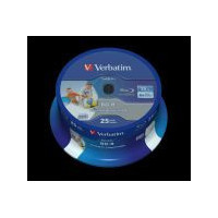 VERBATIM Bd-r Sl Datalife, 25GB, 6X, 25 Pack Spindle, Wide Inkjet Printable