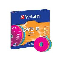 VERBATIM Dvd-r 4.7GB 16X Caja Slim 5UD Colores