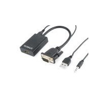 GEMBIRD Cable Adaptador VGA a HDMI 0.15M Negro