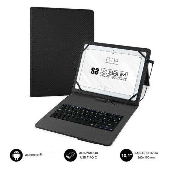 SUBBLIM Funda con Teclado Keytab Pro Micro USB - USB C Black