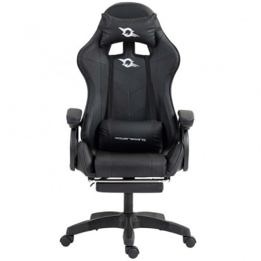 POWERGAMING Silla Gaming con Reposapies Negro Incluye Cojines Cervical y Lumbar